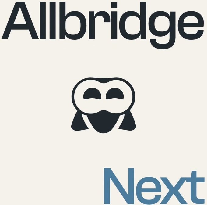 A graphic displaying the word 'Allbridge' above a stylized face icon and the word 'Next' in blue.