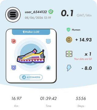 The image shows a screen displaying information about a fitness tracking app, likely used for counting steps taken during a workout or other physical activities. The screen displays various statistics such as the number of steps taken, calories burned, and time spent on the activity. It also includes a list of items that have been purchased from the app, like shoes, and a summary of the user's progress in their fitness journey.