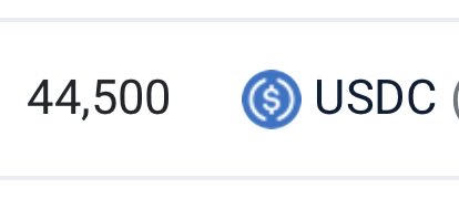 A UI element showing the number '44,500' next to a USDC token icon.