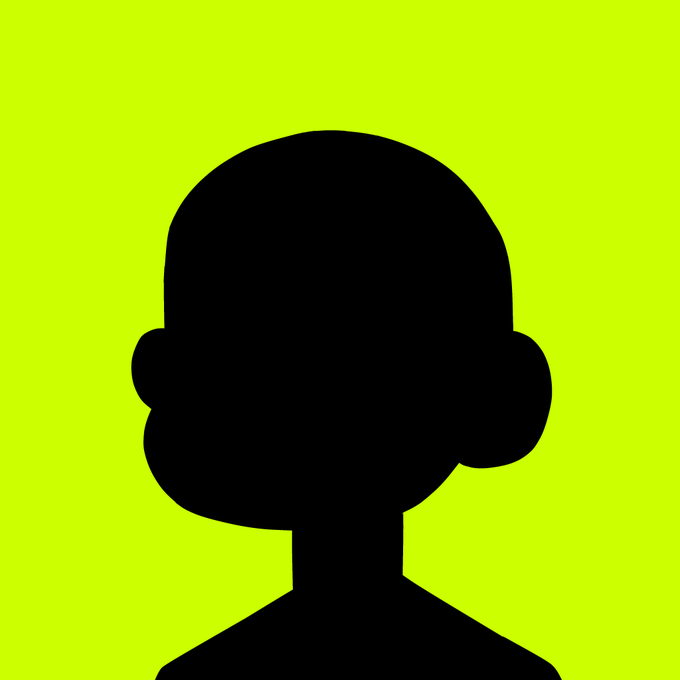 A black silhouette of a person's head and shoulders against a bright yellow-green background serves as a default profile picture or avatar placeholder, fitting the context of the post announcing that the GTD Mint is live and teasing a reveal after the mint.