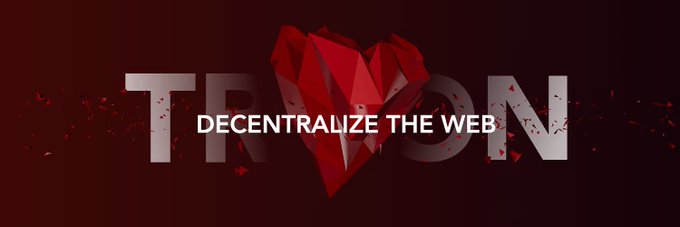 The image displays the TRON logo with its distinctive red geometric heart-like emblem and the tagline "DECENTRALIZE THE WEB," visually reinforcing the post's celebration of TRON's impressive Q2 transaction milestones reported by MessariCrypto, including 1.08 billion transactions and 11.8 million average daily transactions.