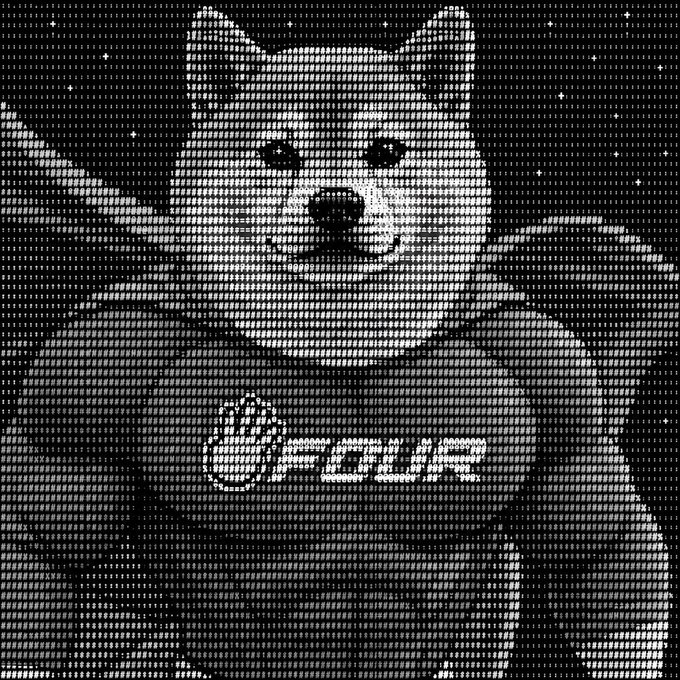 A black and white halftone-style image of a Shiba Inu dog wearing a hoodie that reads 'GIGACHAD'.