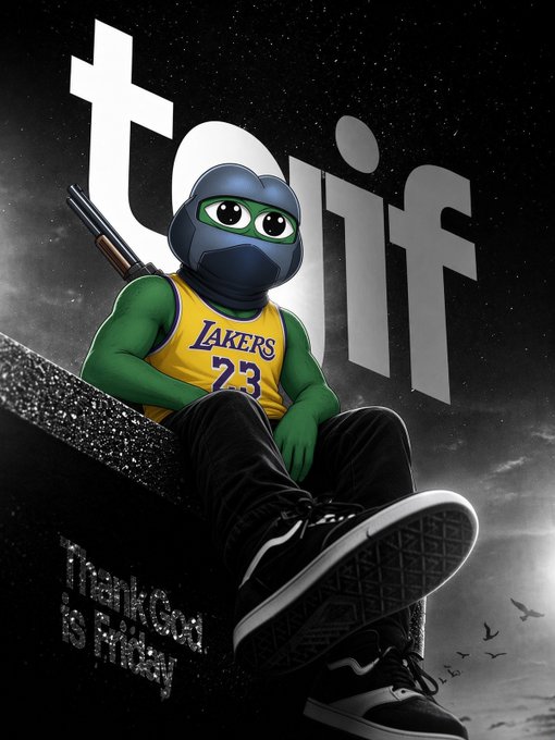 A cartoonish green character wearing a Lakers #23 jersey, a balaclava, and holding a shotgun sits on a ledge with a 't u if' logo and 'Unknown Sniper' text visible.