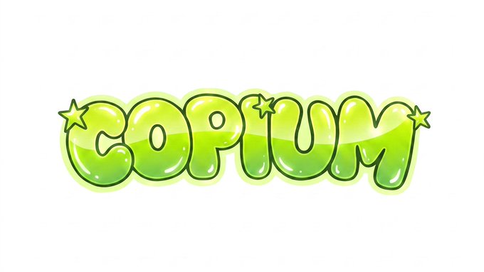A bright green bubble-letter logo with stars spelling 'COPIUM' on a white background.