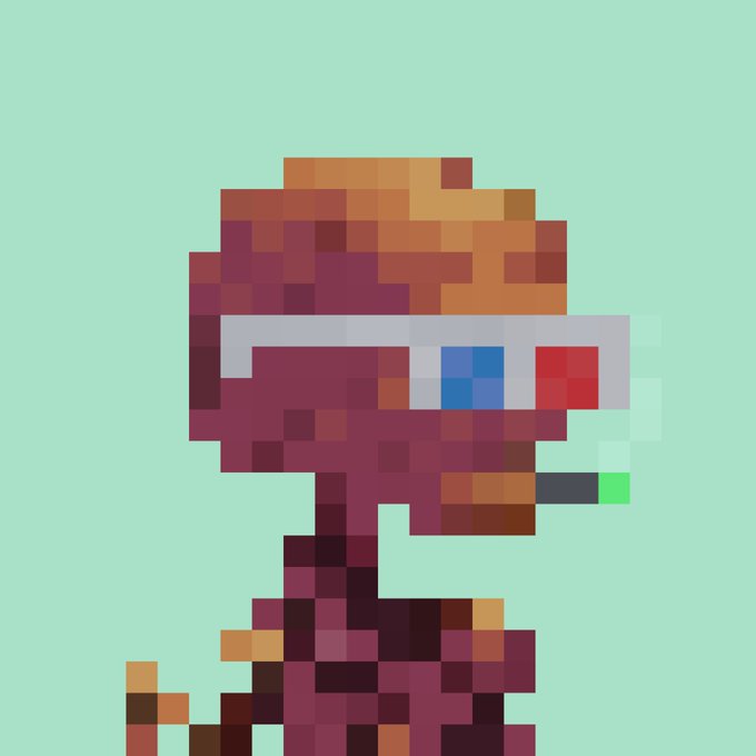 A pixel art character in profile against a seafoam green background, featuring a maroon body, orange helmet, and red-and-blue visor, which directly ties into the post's "seafoam appreciation day" theme.