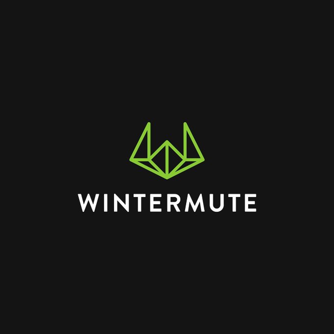 The image displays the Wintermute logo, featuring a green geometric fox-like emblem above the white "WINTERMUTE" wordmark on a black background, identifying the trading firm referenced in the accompanying post about its heavily short $146.19M position on Hyperliquid.