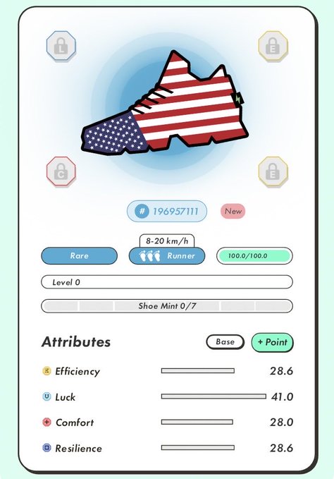 The image features a white card with an American flag design, including a red, white, and blue shoe. The text "Stepn" is also present on the card. The caption reads "#STEPN アメリカ！ 勢いでベスト4くらいまで期待". This suggests that the image might be related to a fitness or sports-related theme, possibly discussing the importance of proper footwear for various activities.