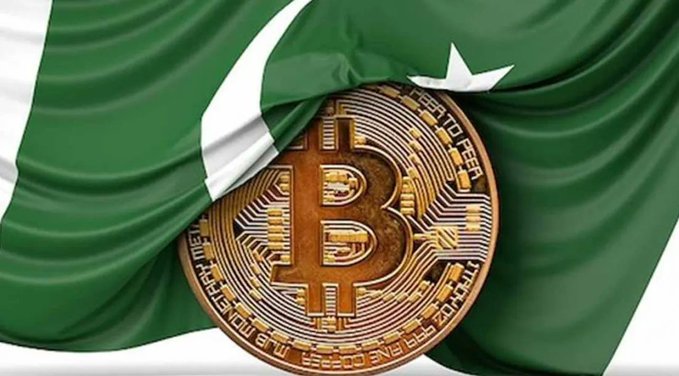 A Pakistani flag draped over a gold Bitcoin coin, symbolizing the country's new Crypto Investigation Unit under the FIA aimed at regulating crypto-related crimes while still fostering the sector's growth.