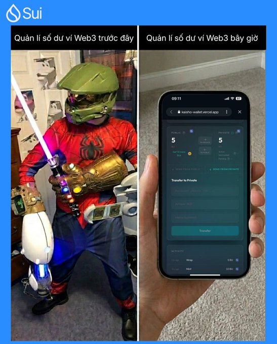 The image shows a person dressed as Spiderman holding up their phone, which displays an app called Web3ki. The person's costume includes a green mask that resembles Spiderman's iconic outfit. The background of the image features a blue wall with a poster hanging on it.