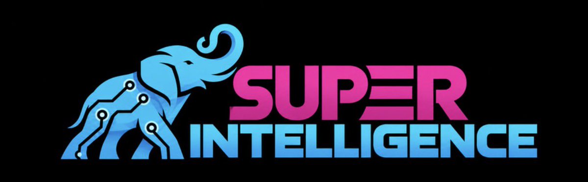 The image displays a logo for "Super Intelligence," featuring a blue elephant silhouette with circuit-like patterns on its body alongside bold pink and blue text. This branding aligns with the post announcing the launch of "$SI276" on Solana, visually representing the "Super Intelligence" theme of the cryptocurrency project.
