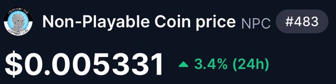 In the image, there's a meme of a non-playable coin (NPC) price calculator that has been updated with a new value for NPC, displaying $0.5333. This suggests that a person might be considering buying this coin or using it as an investment. The post provides details about this updating process and includes text to describe the update: "Non-playable coin price NPC, now reads 3.4% (24 hours), updated at $0.5333." The overall theme of the image seems to revolve around coin prices and the crypto market.