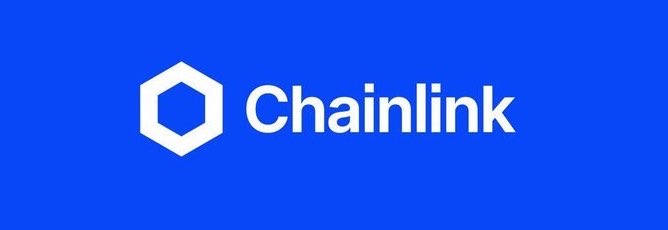 The Chainlink logo, featuring a white hexagonal icon next to the word 'Chainlink' on a solid blue background.