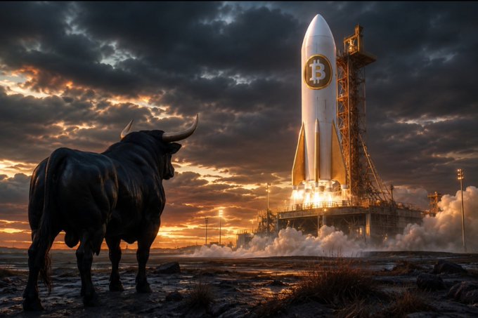 The image features a bull statue standing next to an airplane launch pad, with a cloudy sky above them. The scene suggests that there might be a connection between the bull statue and the Bitcoin project, possibly symbolizing power or strength. The post about altcoins also implies that the bull statue could represent the cryptocurrency world, where the bull metaphorically represents Bitcoin's dominance in the market.
