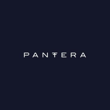 The image shows the word "PANTERA" in a stylized white minimalist font centered on a dark navy-blue background. This represents Pantera Capital's branding, aligning with the post highlighting the crypto investment firm's bullish commentary on Hyperliquid's dominance in onchain perpetual trading.