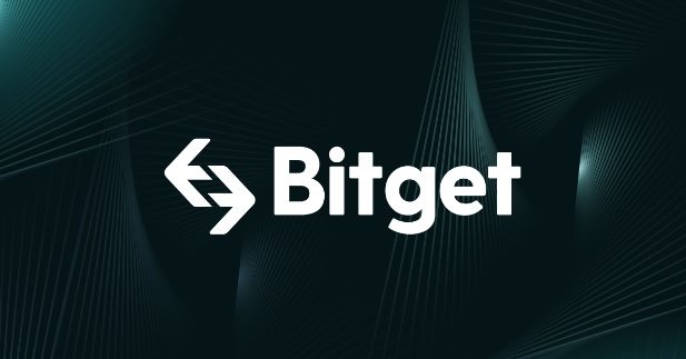 The Bitget logo displayed in white text with its lightning bolt icon on a dark, wavy background.