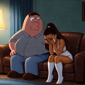 A tearful anime-style woman in a white dress and knee-high boots sits crying on a leather couch beside a heavy-set, sweating man in a gray shirt who looks guilty and apologetic. The scene humorously captures the post's sentiment of a partner apologizing for choosing the "no-fun" Solana blockchain over chains that enable more speculative or illicit activities.