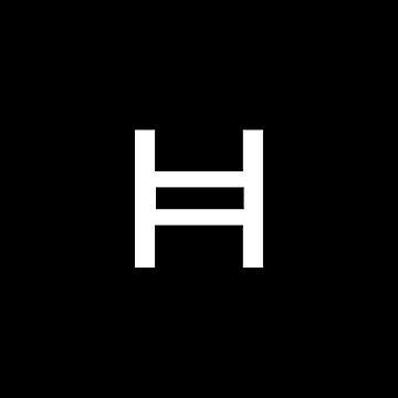 A bold white letter "H" centered on a black background, representing the Hedera (HBAR) cryptocurrency logo. The minimalist design serves as a visual anchor for the post discussing Hedera's participation in the UK's digital markets taskforce alongside major financial institutions.