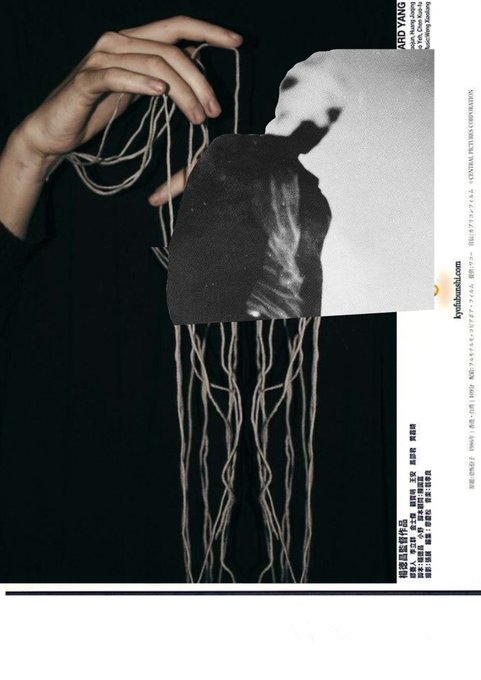 An artistic, dark-toned concert or exhibition poster featuring a hand holding tangled wires/cables and a black-and-white photograph, with the title 'ARD YANG' and Chinese text.