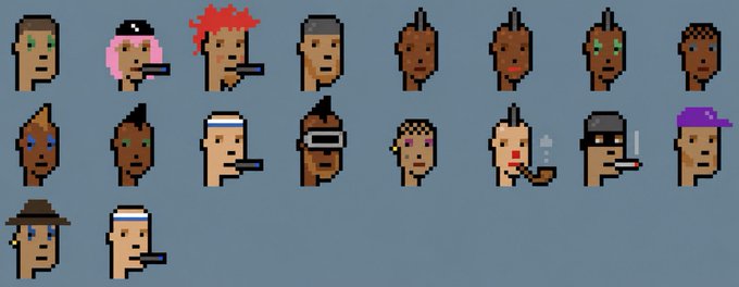 The image features a collection of 18 different people, each with unique facial expressions and hairstyles, all wearing hats or headbands. The group consists of both men and women, showcasing various ages and appearances. They are arranged in two rows, with some individuals positioned closer together than others. The background is a solid blue color that contrasts with the white text on the image, making it easy to read and understand.