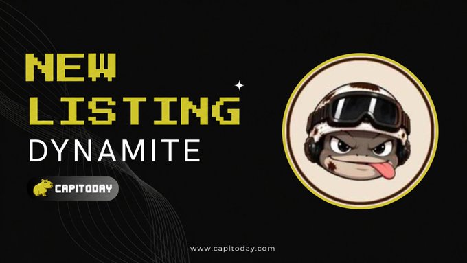 A promotional graphic with the text 'NEW LISTING DYNAMITE' on the left, alongside a cartoon illustration of a monkey wearing an aviator cap and goggles with its tongue sticking out, credited to capritoday.com.