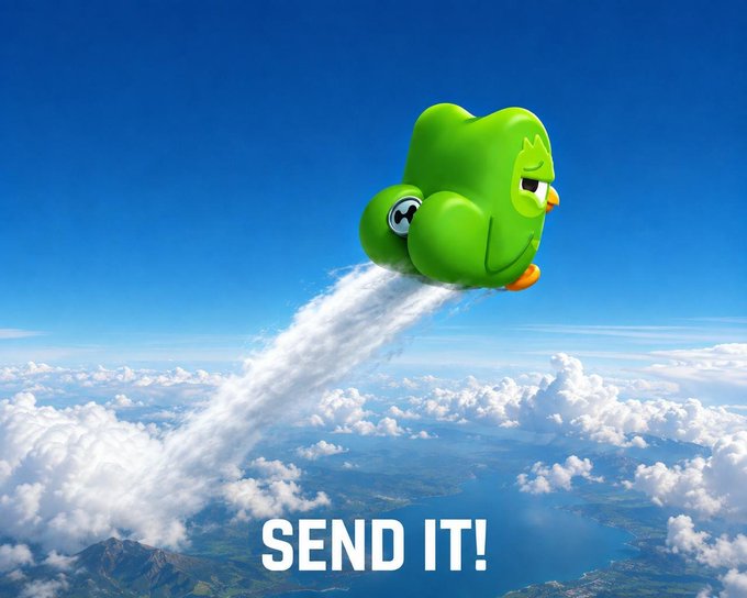 A green cartoon owl rockets skyward above the clouds with the caption "SEND IT!", perfectly capturing the explosive, bullish momentum behind the post's claim that a 200k market cap is just the beginning.