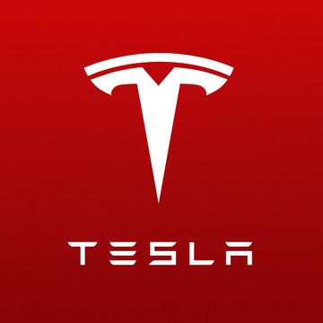 The image shows the Tesla logo with the brand name "TESLA" displayed beneath it on a red background. The post references Michael Saylor, the prominent Bitcoin advocate and MicroStrategy executive, implying he could learn from Tesla's successful business model and brand identity.