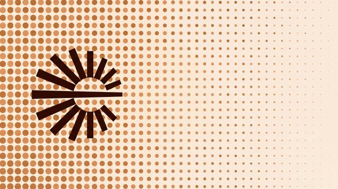 The image shows a stylized sun or radial burst symbol set against a halftone dot pattern in warm orange and beige tones. The radiant design visually echoes Espresso's role as a unifying force, with the interconnected dot grid representing how disparate chains can be linked to a central hub for shared finality and settlement while maintaining their independence.