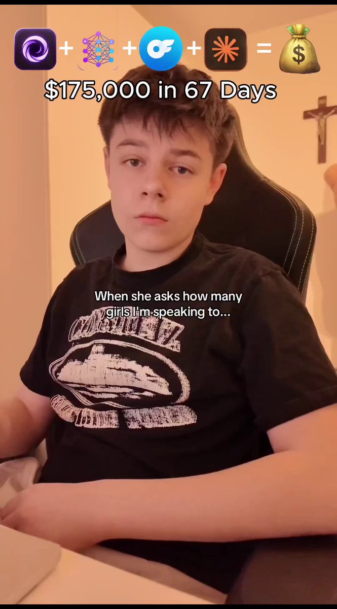 The image features a young boy sitting at a desk with a laptop computer open in front of him. The background shows a chair and a wall, creating an indoor setting for the scene. There are also several text elements in the image that provide context about the content being displayed on the screen. One such element is a caption that reads "When she asks how many PRs you have, how many dogs do you know, and what day you cried in the gym". Another caption states "The coach they're paying does not exist", indicating that this post might be fake or exaggerated for humorous purposes.