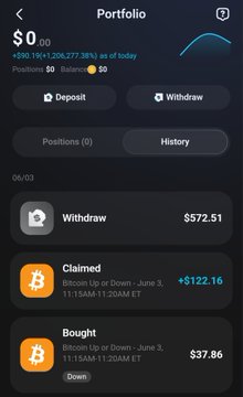 The image shows a screenshot of someone's phone displaying several types of cryptocurrency transactions, including one that is worth $59. The person has decided to invest this amount into Bitcoin based on their own predictions. The app they are using allows them to perform transactions with others and keep track of positions in real-time, as well as receive notifications about any new information or updates related to the crypto market. The post also mentions a "Crypto prediction game" that involves making guesses about the future price movement of certain cryptocurrencies within five minutes.
