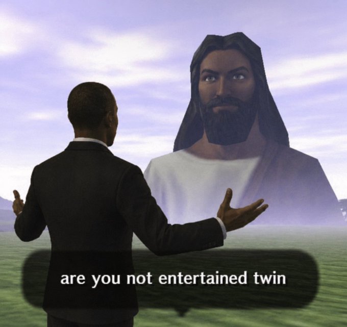 The image shows Will Smith's character from *The Fresh Prince of Bel-Air* standing before a giant Jesus-like figure with open arms, captioned "are you not entertained twin," humorously suggesting divine amusement at celebrity meme coins crashing to zero, including $JENNER, $RICH, $DAVIDO, $FLOYD, $SPEAK, $BANDO, and $MOTHER.