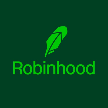 The Robinhood logo displayed in green on a dark green background, featuring the signature feather icon above the brand name.