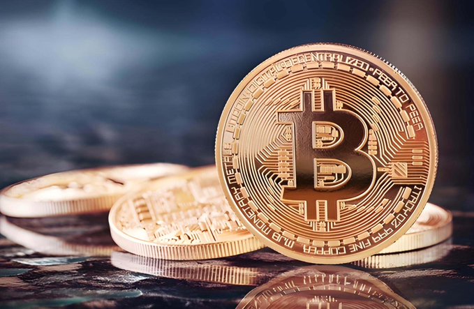 The image features a close-up view of three gold Bitcoins, with one of them being slightly larger than the other two. The largest Bitcoin has a shiny golden hue that catches the viewer's attention. The text accompanying the image reads "Die Zentralbank druckt Geld. Dein Gehalt weniger wert. Bitcoin hat eine feste Grenze: 21 Millionen. Das ist kein Investment. Das ist Notwehr." This suggests that these Bitcoins are a form of investment, and their value has been increasing over time. The image also includes the hashtag #bitcoin to identify it as a relevant piece of content related to Bitcoin investments or cryptocurrency trends.