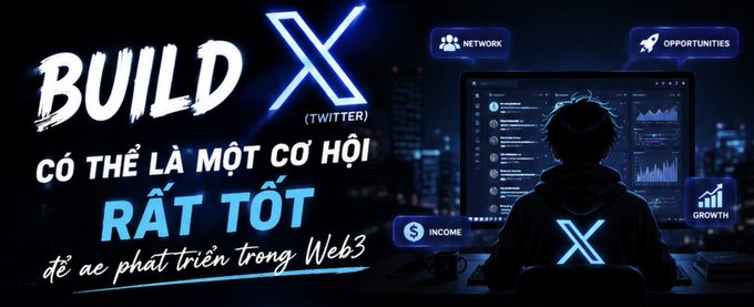 The image features a person sitting at a computer desk, wearing a black hoodie with an X logo on their back. The background of the image shows a city skyline, indicating that they are likely working from home or in a remote setting. The text "Build" and "X" can be seen in the image as well.