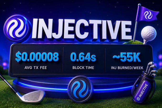 This 3D graphic shows a golf scene with various objects such as clubs, a flag, and a tee-ball game. The main focus of the image is an injective button located in the center surrounded by a teal background. To the right of this central injective button, there are two golf clubs positioned in front of it, symbolizing the golf game taking place around it. A golf ball can also be seen on the right side of the injective button. Below the injective button, there is another golf club and a tee-ball game on display, indicating that this scene represents an illustration or representation of a golf course with the injective button at its center. The overall image gives the impression of a golfer trying to understand why better technology doesn't immediately win in the world of crypto markets.