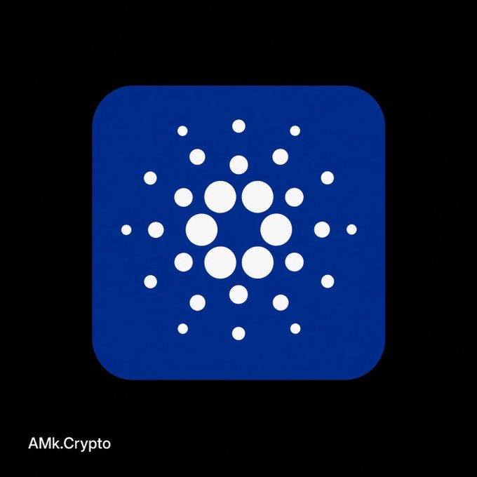 The image features the blue Cardano (ADA) logo alongside the text "AMk.Crypto." The logo visually represents the Cardano blockchain, which is the subject of the post announcing Fireblocks' plans to support Cardano native tokens as standard assets by March 2027.
