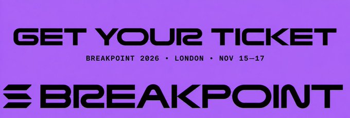 A purple promotional banner reading 'GET YOUR TICKET' for 'BREAKPOINT 2026 • LONDON • NOV 15-17' with the Breakpoint logo.