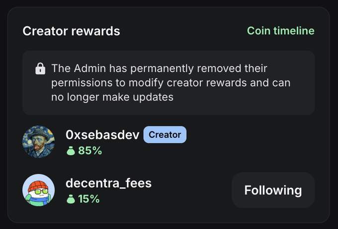 The image shows a wallet screen with two accounts, one of which has been added that will receive the percentage of fees (immutable). The goal behind this idea is better organization when distributing fees. Additionally, an automatic buyback feature for $SDEV to nxora.org platform will be implemented soon.