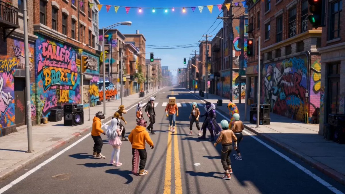 The image shows a group of people walking down a street, possibly in an urban setting with graffiti-covered buildings lining both sides of the road. The scene includes several individuals wearing backpacks or carrying handbags as they walk together. In addition to these pedestrians, there are also two skateboards visible on the sidewalk near some of them.

The post features various social media handles such as @influencers after every cook, @CrypSaf, @Tma_420, and @thejasich. These handles suggest that this image might be related to a popular social media platform or an event where people gather and share their experiences with others online. The presence of these handles indicates the popularity and reach of the post among users who are interested in sharing their daily lives, interests, or experiences with friends and followers on social media platforms.