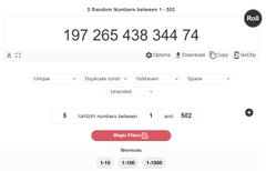 A Brazilian lottery results page shows a prize of “R$ 265.438.344,74” for a Quina figure, with results including “5 QUADRINHAS SORTEADAS” and “1,” plus buttons such as “Imprimir” and “Compartilhar.”