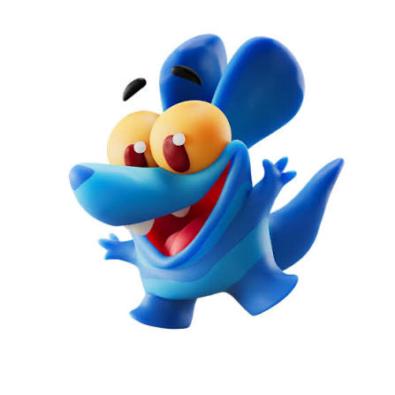 A 3D-rendered blue dragon-like cartoon character with big yellow eyes and a wide, toothy grin appears to wave cheerfully with one hand. The character's design resembles the Claynosaurz NFT brand mentioned in the post, likely symbolizing excitement over their collaboration milestone with Amazon Prime, while contrasting with the silence from Sui Network.