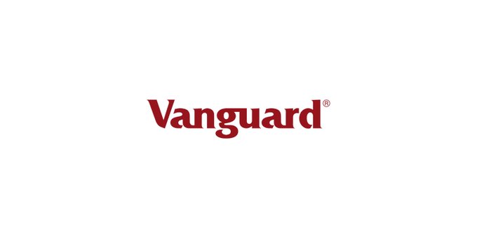 The image shows the Vanguard logo in red text with a registered trademark symbol on a white background. It relates to the post by displaying the asset manager's branding alongside news of their increased stake in Strategy (MSTR).