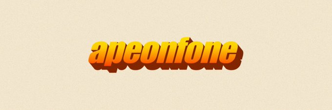 The word "apeonfone" displayed in retro-style 3D lettering with an orange-to-yellow gradient on a cream background.