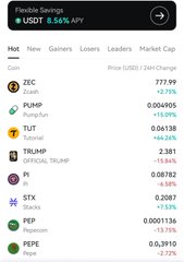The image shows a blurred cryptocurrency price tracker displaying various digital assets like ZEC, PUMP, TUT, TRUMP, PI, STX, PEP, and PEPE with their 24-hour price changes. This relates to the post's message about the crypto revolution (particularly XRP and XLM under the ISO 20022/QFS framework) gaining traction as traditional banking systems restrict access, highlighting alternative digital assets moving value outside legacy financial controls.