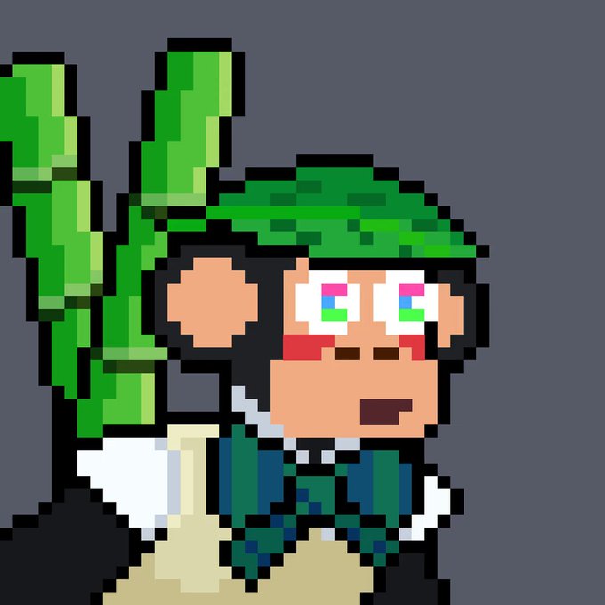Pixel-art image of a crying character wearing a green frog hat and large pixelated glasses.