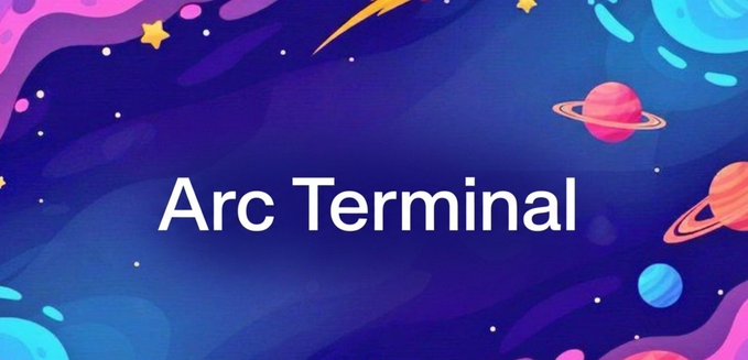 A colorful space-themed graphic with planets and stars displaying the text 'Arc Terminal' in the center.