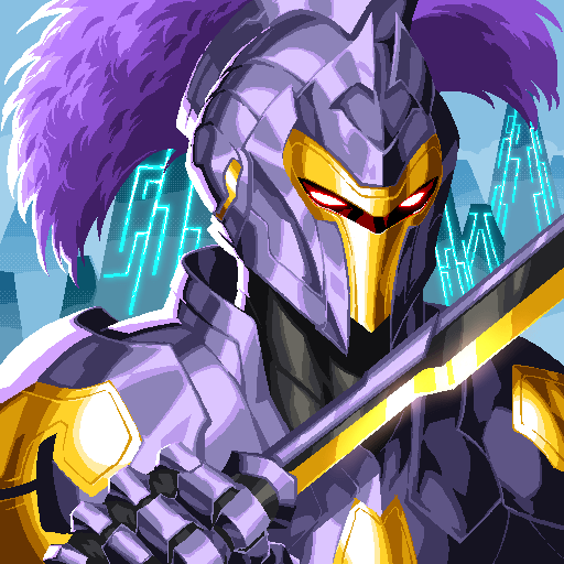 A pixel art knight in purple and gold armor with a vibrant pink plume helmet holds a glowing sword, embodying the heroic "Iron Lord" NFT (#68) acquired by @The_sugargirl, founder of @Metafrens01, in keeping with her mission to make Web3 more accessible through community building and collaboration.