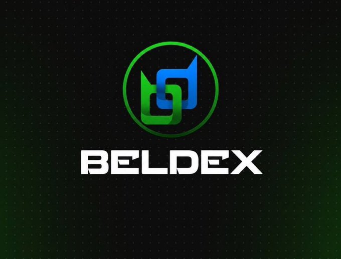 A logo graphic for BELDEX featuring a blue and green interlocking 'B' symbol inside a green circle, set against a dark green gradient background.