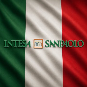 The Intesa Sanpaolo bank logo is displayed over an Italian flag, visually tying the financial institution to its national identity as Italy's largest bank. The image directly illustrates the breaking news about the bank's significant reduction of its BlackRock Bitcoin ETF holdings by 94% and call options by 99%.