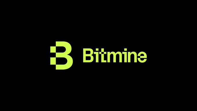 The image displays the Bitmine logo, featuring a stylized lime-green "B" icon next to the brand name "Bitmine" in matching green text on a black background, representing the company that recently expanded its Ethereum treasury holdings to over 5.78 million ETH valued at $10.8 billion.