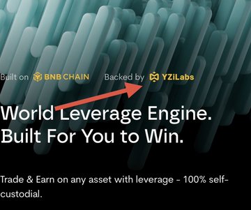 A promotional graphic for Hertzflow features "World Leverage Engine. Built For You to Win." alongside the BNB CHAIN and YZILABS logos, with text promoting 100% self-custodial leveraged trading. The image relates to the post by highlighting Hertzflow's backing from YZiLabs and its BNB Chain foundation as key credibility points for its testnet perpetual futures project.